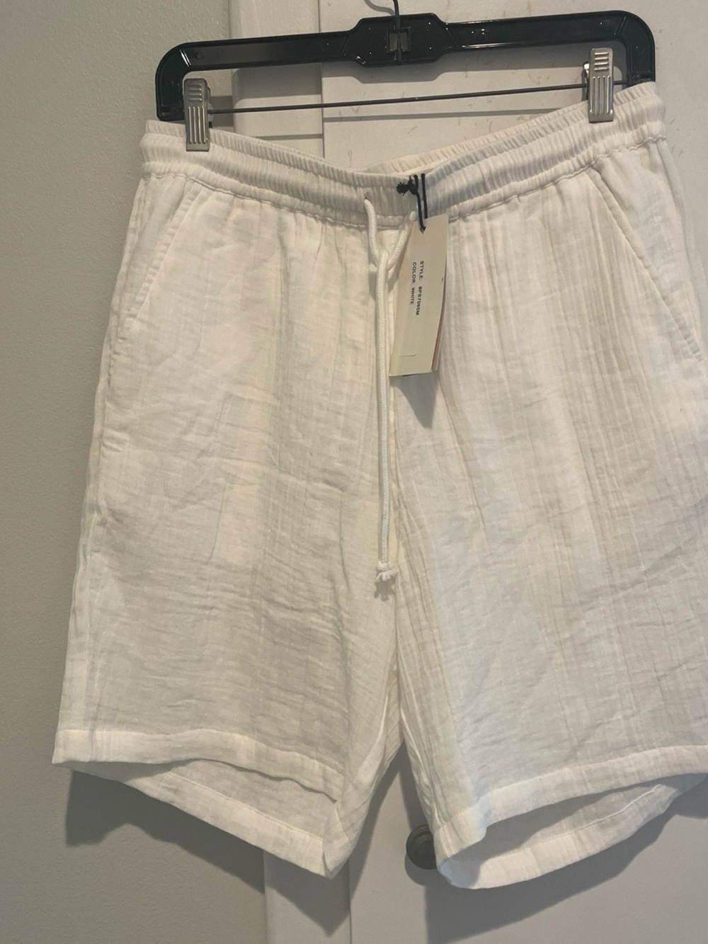 NWT PX Men's White Drawstring Linen-Blend Shorts Size Medium